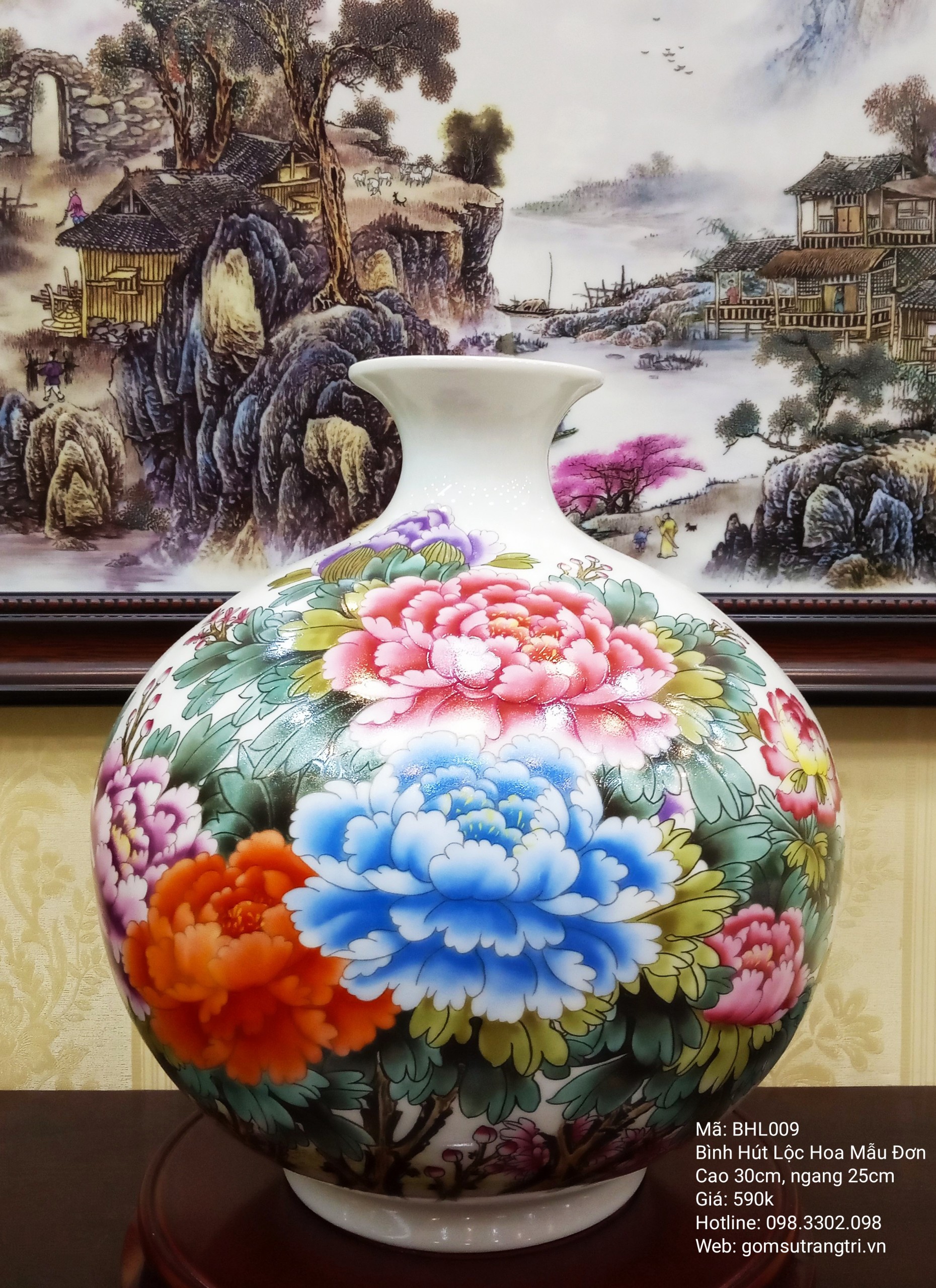Bình Hút Lộc Hoa Mẫu Đơn